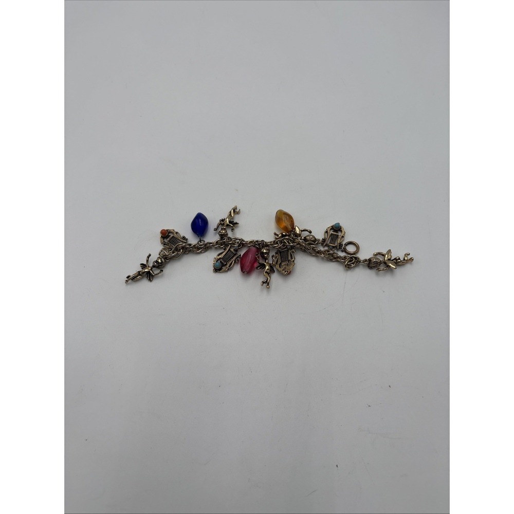 Cherub Harp Faux Stones Women's Bracelet Unbranded Brass Color Seven Inch